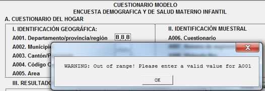 Ejemplo de mensaje de error